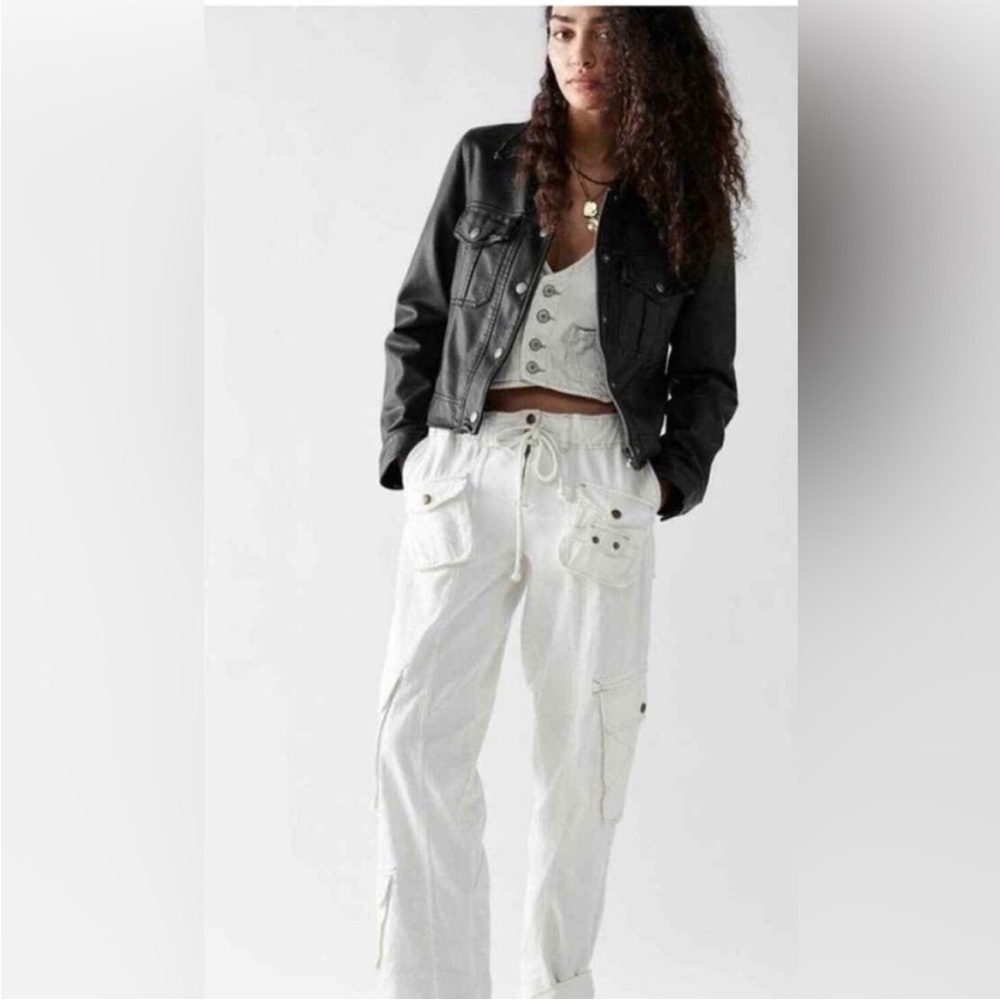 Free People Emma Black Vegan Moto Jacket
